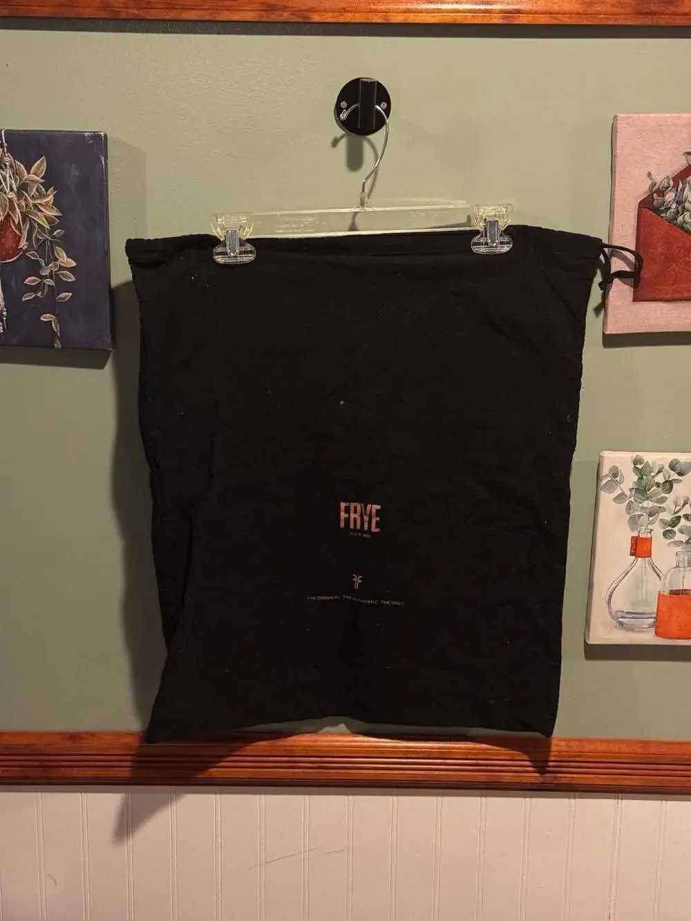 FRYE Black Cotton Drawstring Dust Bag Storage Dustbag